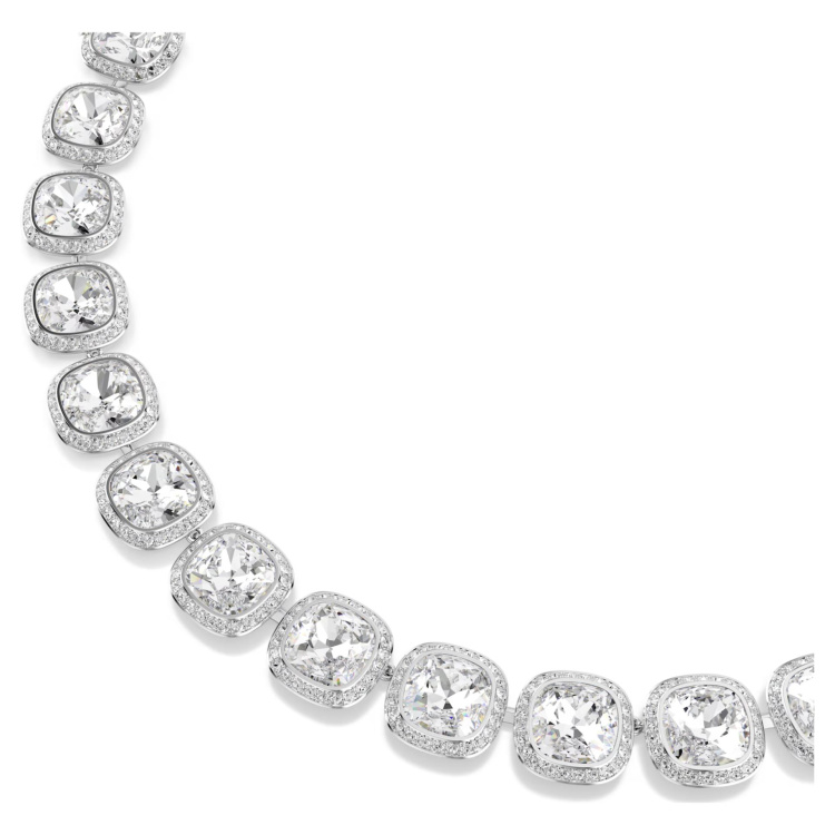 Una Angelic necklace Cushion cut, White, Rhodium plated